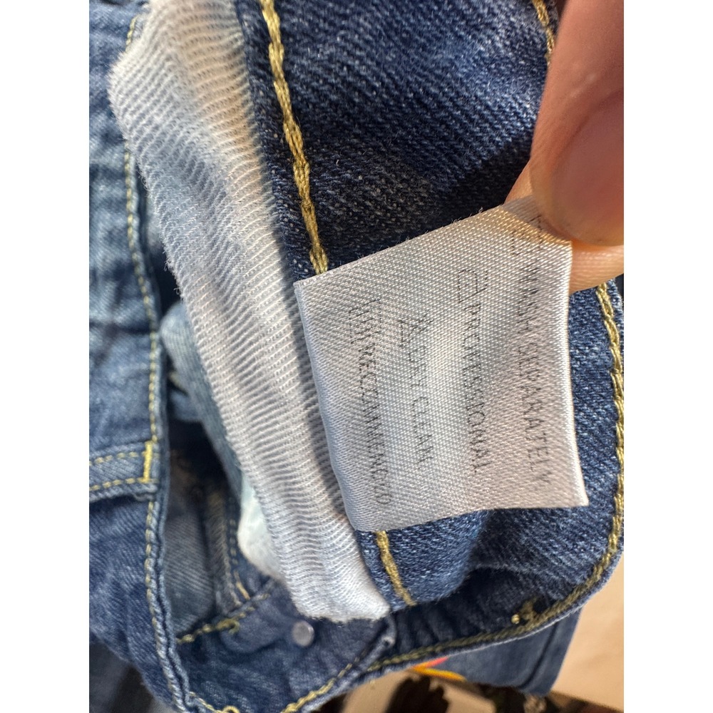 Misslook Sunflower Print Distressed Straight Leg Denim Jeans Blue 2XL boho art - Picture 12 of 14